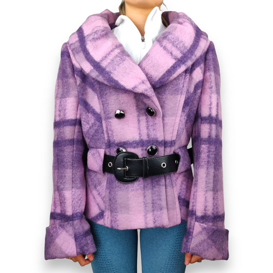Cinoche Vintage Purple Wool Pea Coat Jacket Women Size Large (EU 44)