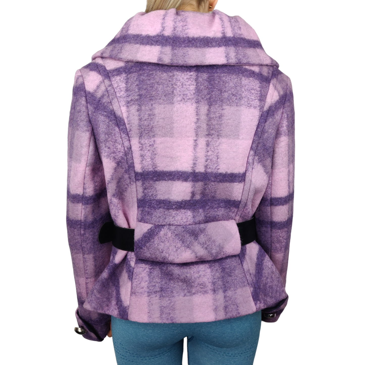Cinoche Vintage Purple Wool Pea Coat Jacket Women Size Large (EU 44)