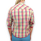 Next Petite Vintage Green Pink 3/4 Sleeve Plaid Shirt Blouse Women Size UK 10