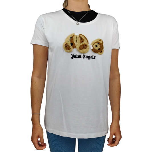 Palm Angels Teddy Bear White Short Sleeve T-shirt Women Size 2XL