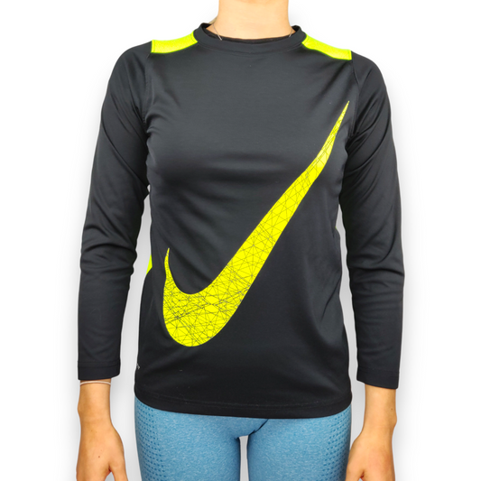 Nike Dri-Fit Black Long Sleeve Activewear Compression T-shirt Women Size Medium