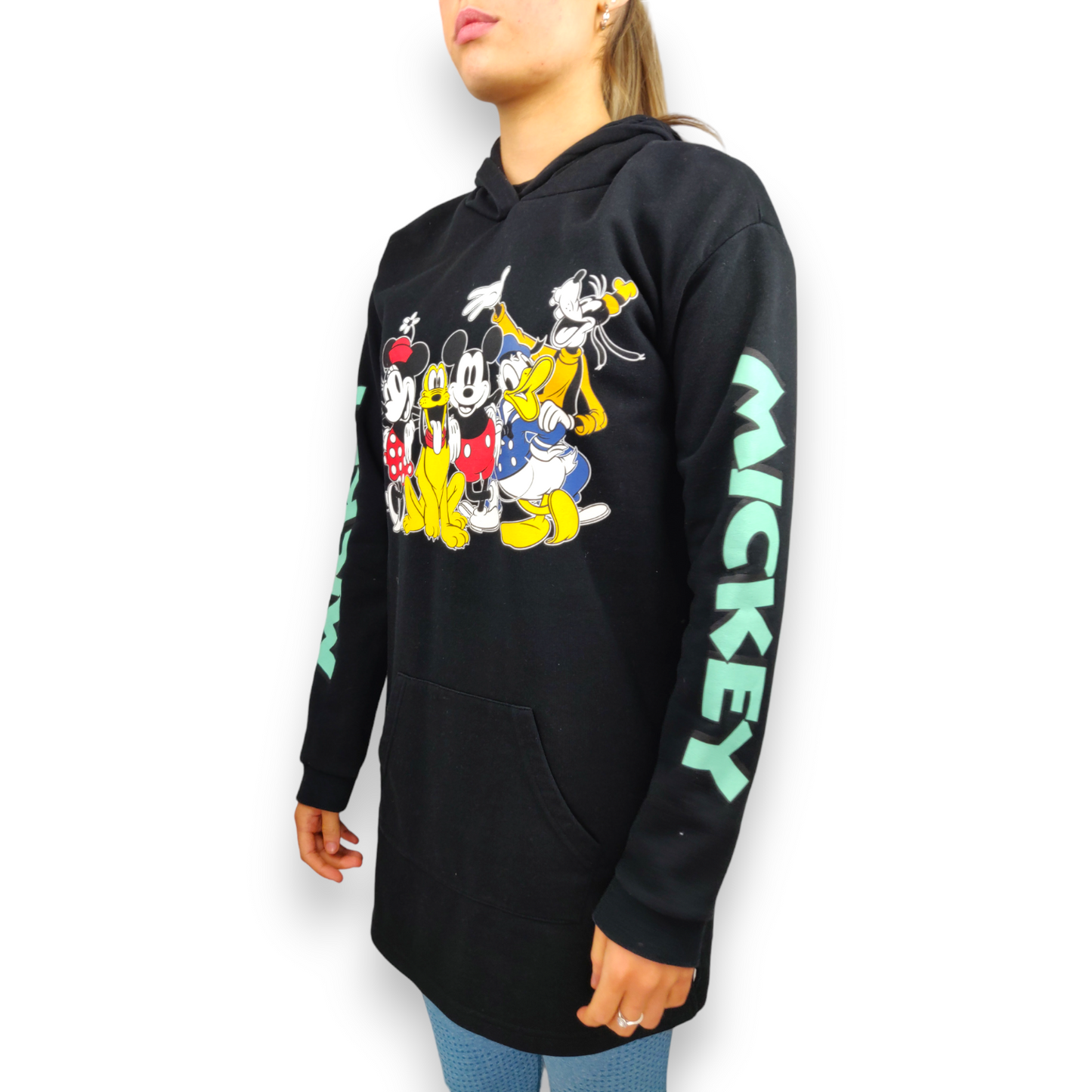 H&M Disney Mickey Mouse & Friends Black Pullover Dress Hoodie Women Size Small