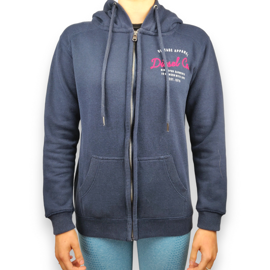 Diesel Vintage Navy Full-zip Hoodie Women Size Small