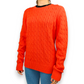 Tommy Hilfiger Orange Cable Knit Crew Neck Pullover Jumper Women Size XL