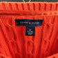 Tommy Hilfiger Orange Cable Knit Crew Neck Pullover Jumper Women Size XL