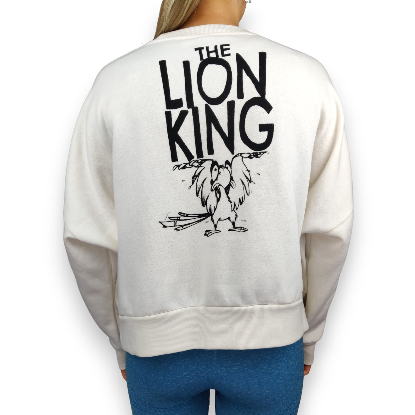 Disney The Lion King White Wide Cropped Pullover Sweatshirt Women Size Medium