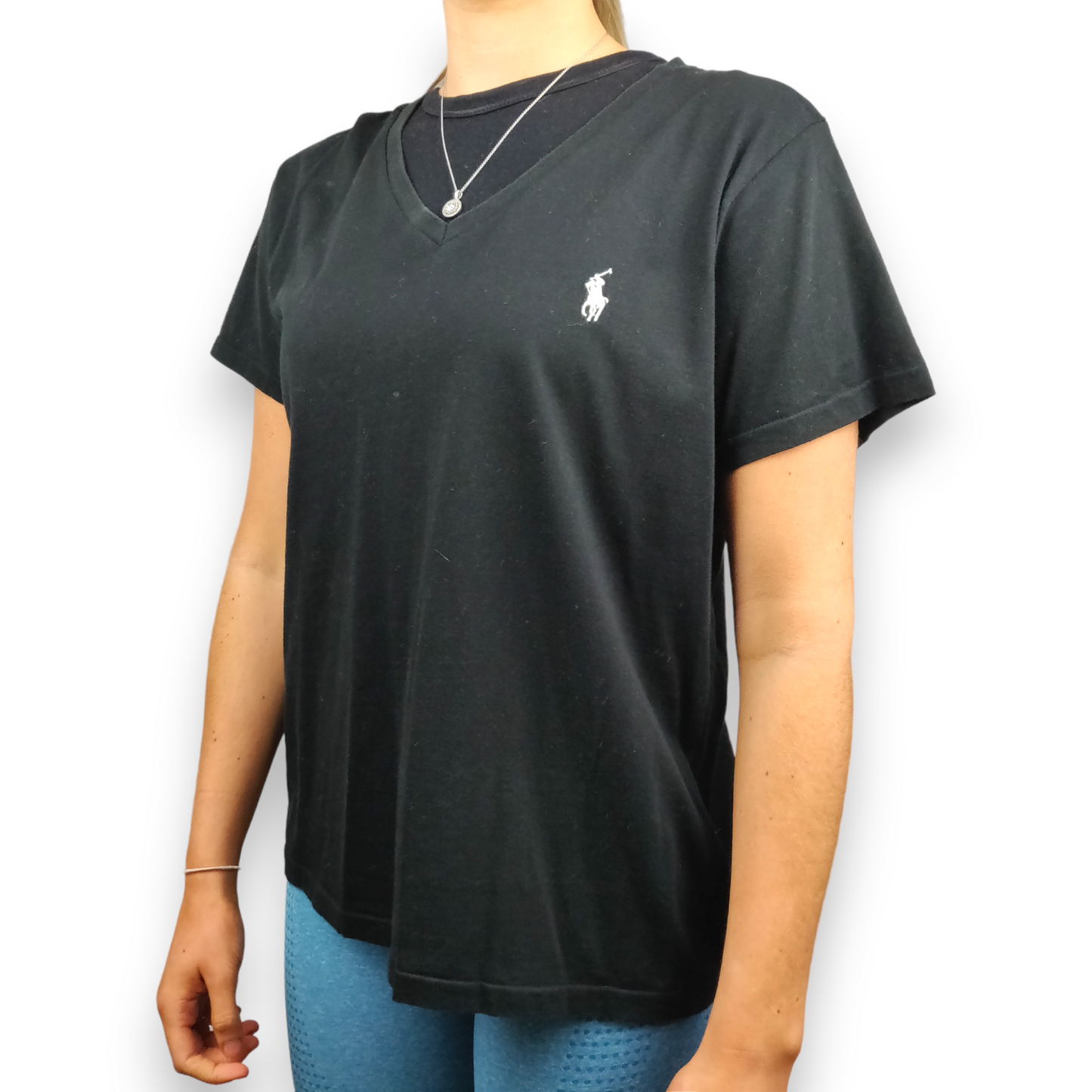 Ralph Lauren Sport Black Cotton Short Sleeve T-Shirt Women Size Large