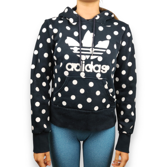 Adidas Navy Blue Polka Dot Pullover Hoodie Women Size Small