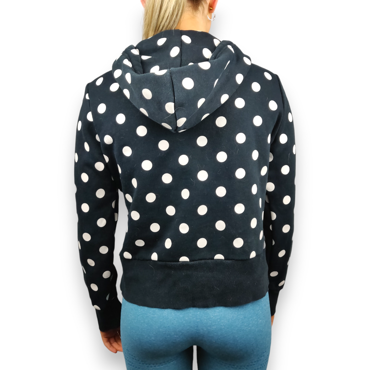 Adidas Navy Blue Polka Dot Pullover Hoodie Women Size Small