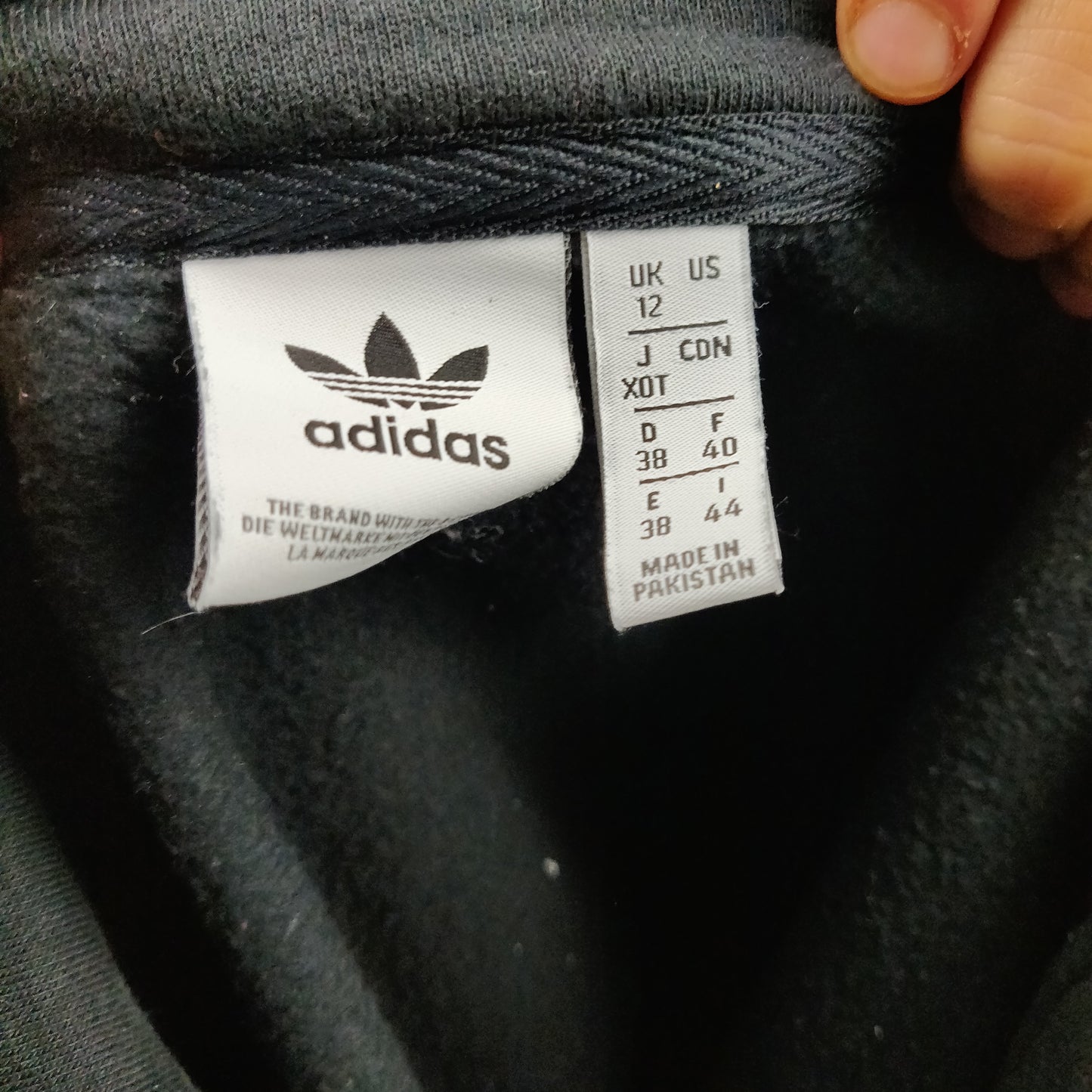 Adidas 3 Stripes Centre Logo Black Pullover Sweatshirt Women Size UK 12