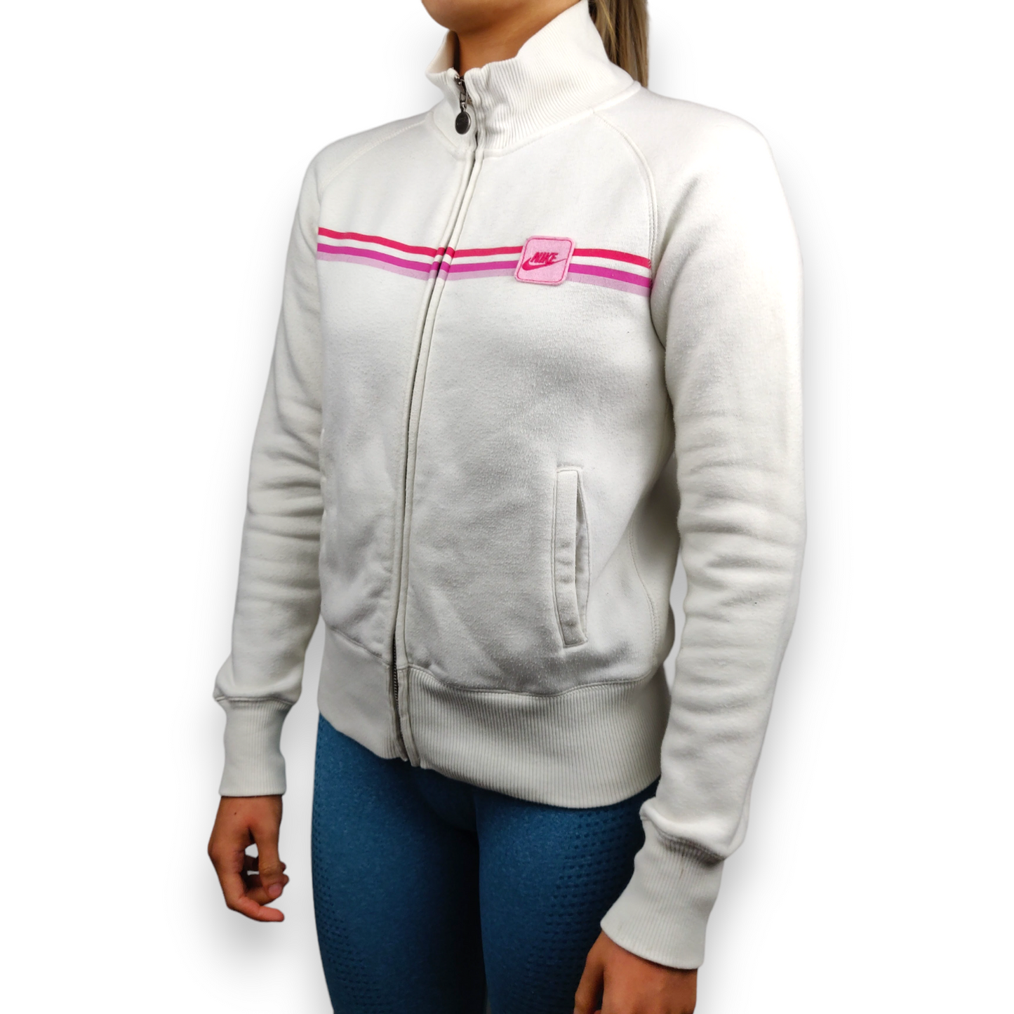 Nike Sportswear Vintage White Full-Zip Sweatshirt Women Size Small