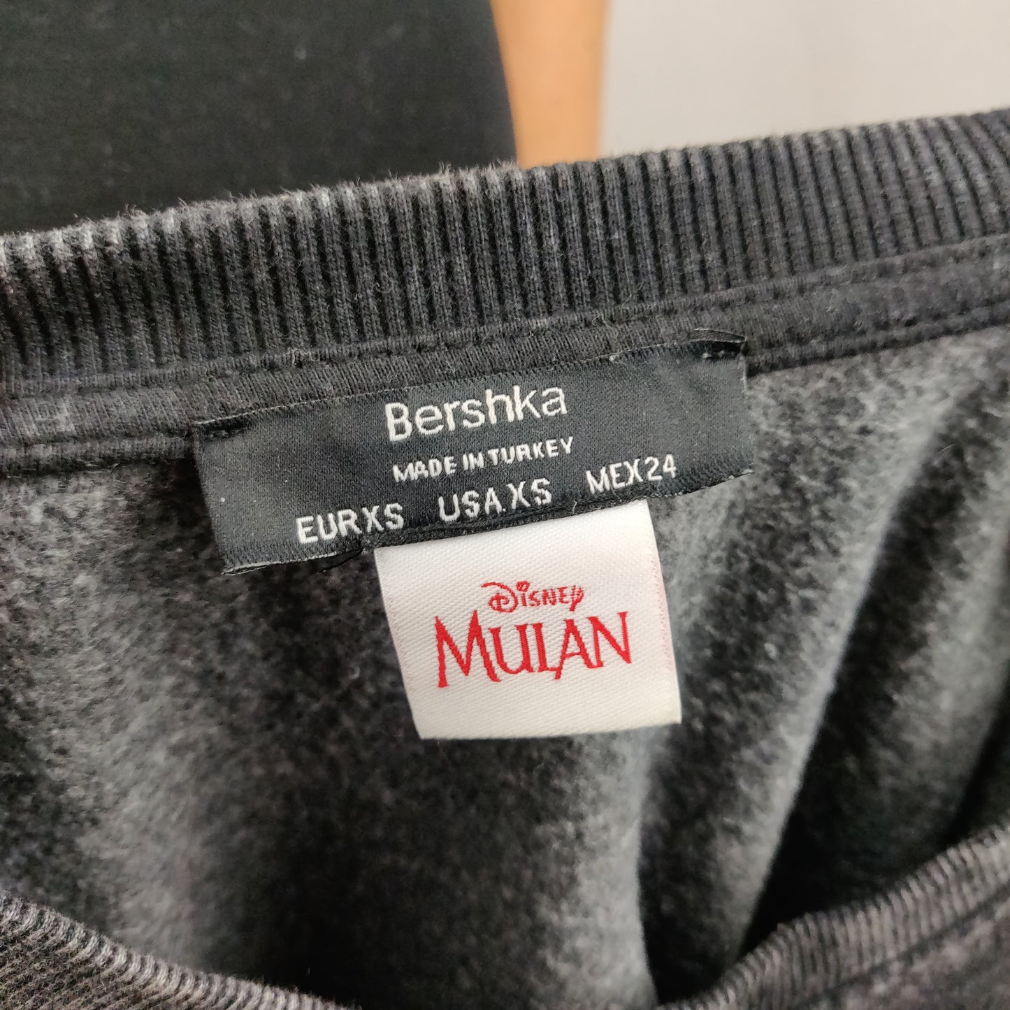 Bershka Disney Mulan Black Oversized Pullover Sweatshirt Women Size XS