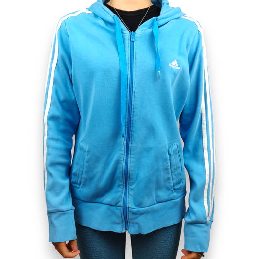 Adidas Performance Essentials Blue Full-zip Hoodie Women Size UK 18