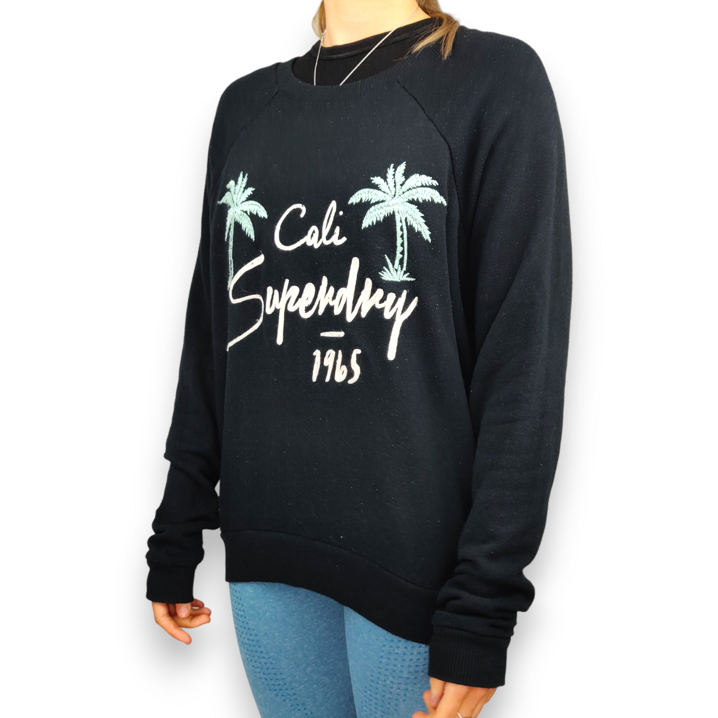 Superdry Black Cali 1965 Crew Neck Pullover Sweatshirt Women Size Small