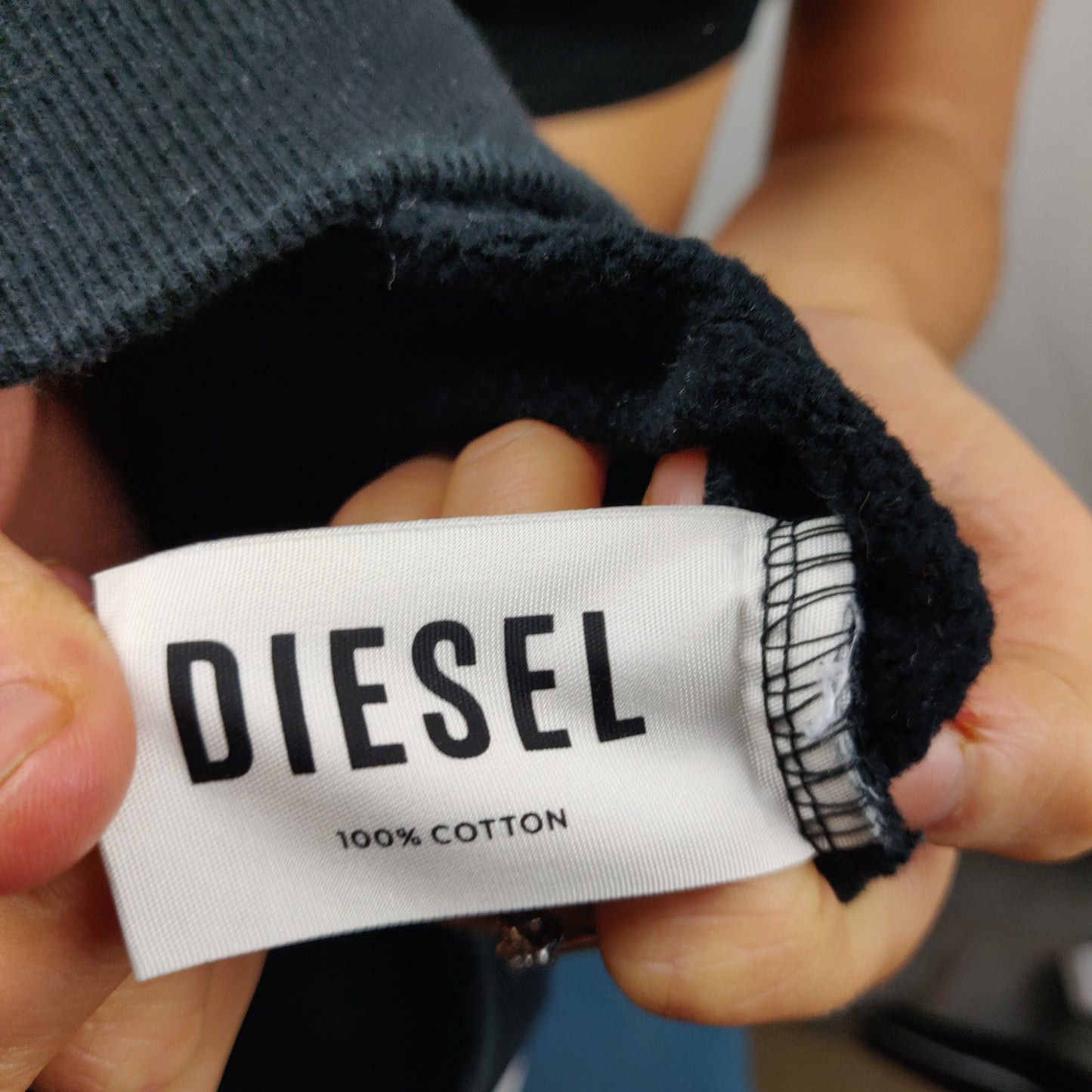 Diesel Black Spell Out Logo Oversized Pullover Sweatshirt Women Size XS