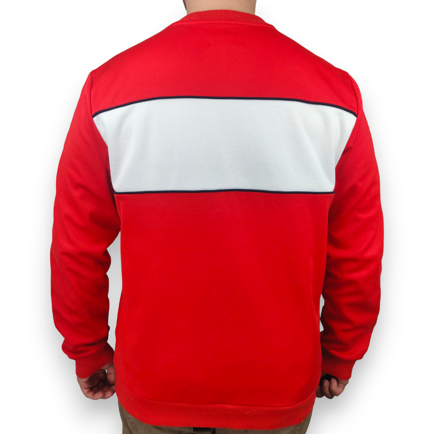 Adidas Red Block Core Crew Neck Pullover Sweatshirt Men Size Large