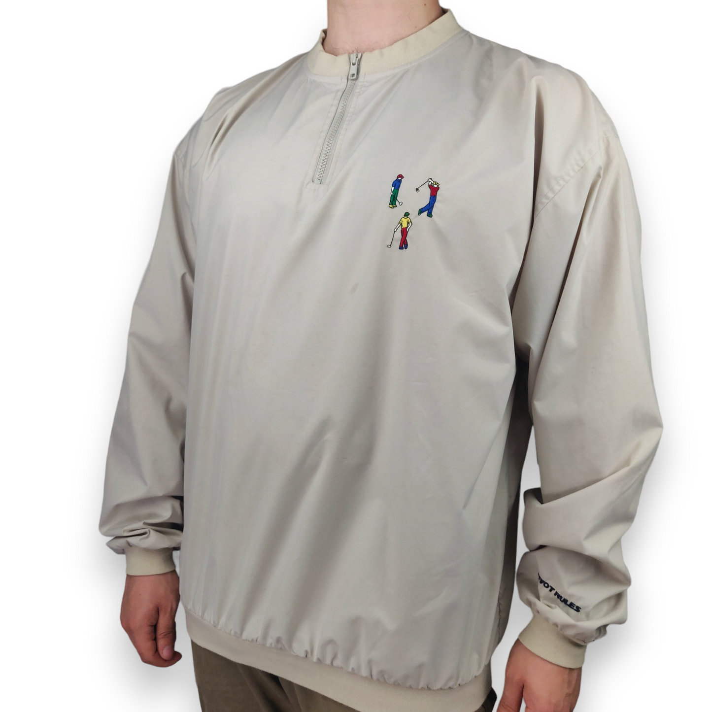Pivot Rules Vintage White 1/4 Zip Golf Embroidered Windbreaker Jacket Men XL