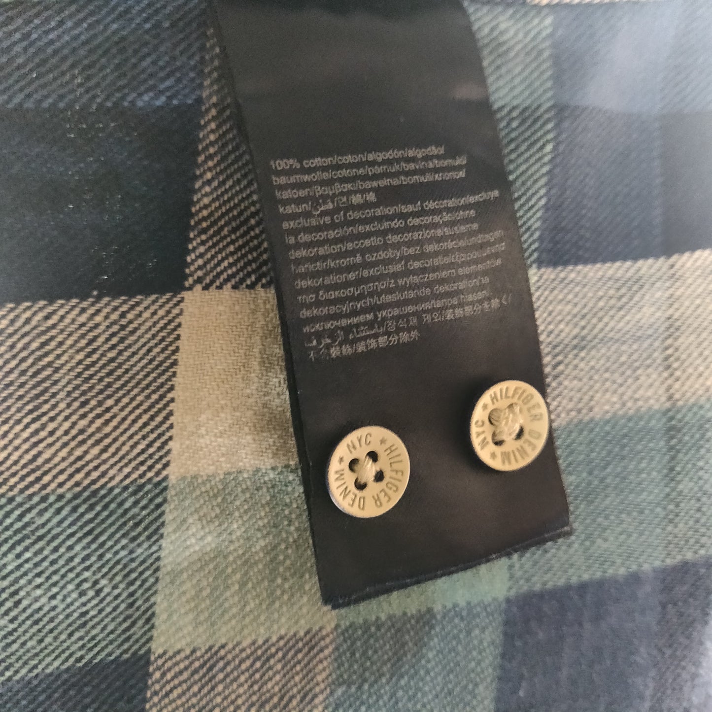 Tommy Hilfiger Denim Blue Long Sleeve Checked Shirt Men Size Medium