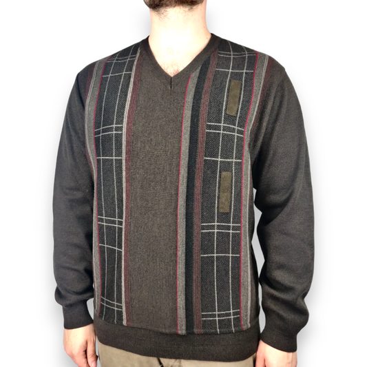 Baileys Vintage Brown V-Neck Pullover Jumper Men Size Large