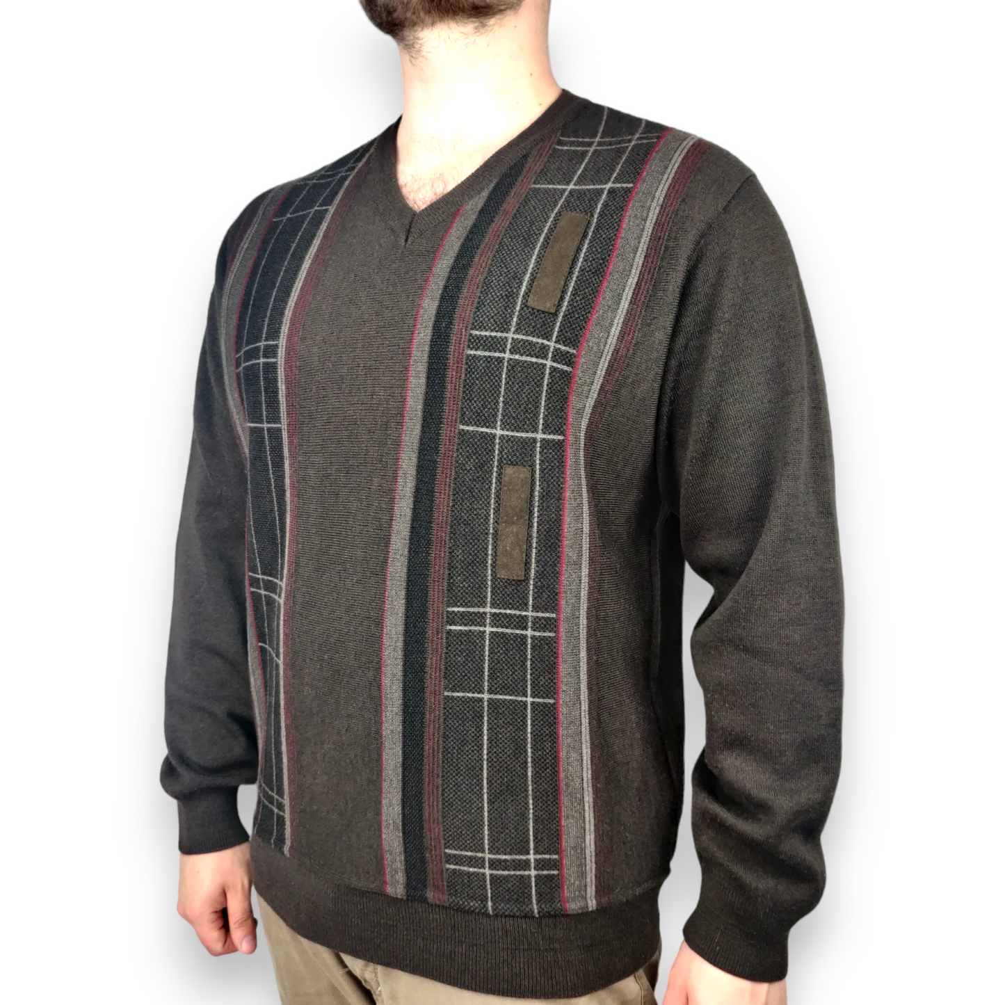 Baileys Vintage Brown V-Neck Pullover Jumper Men Size Large