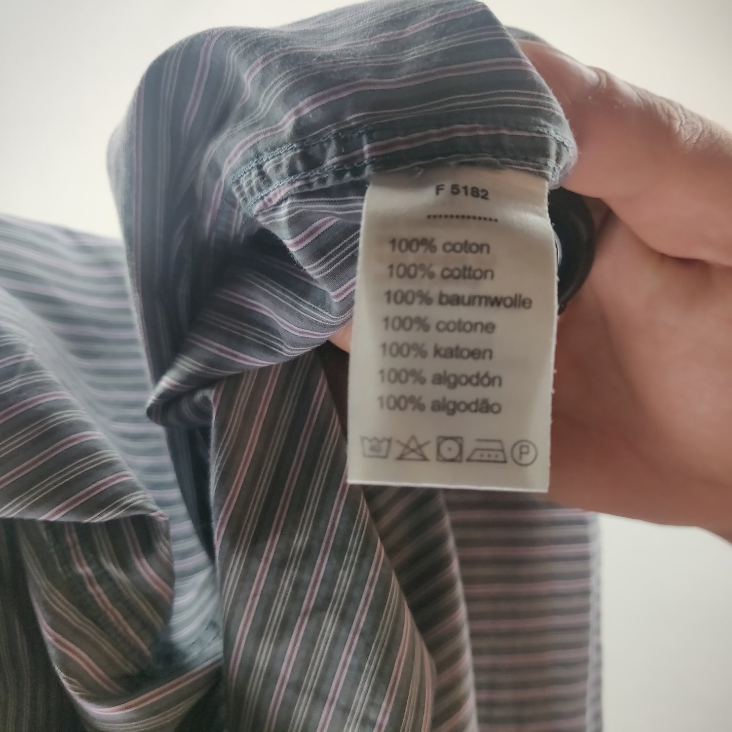 Lacoste Blue Long Sleeve Cotton Striped Shirt Men Size Large