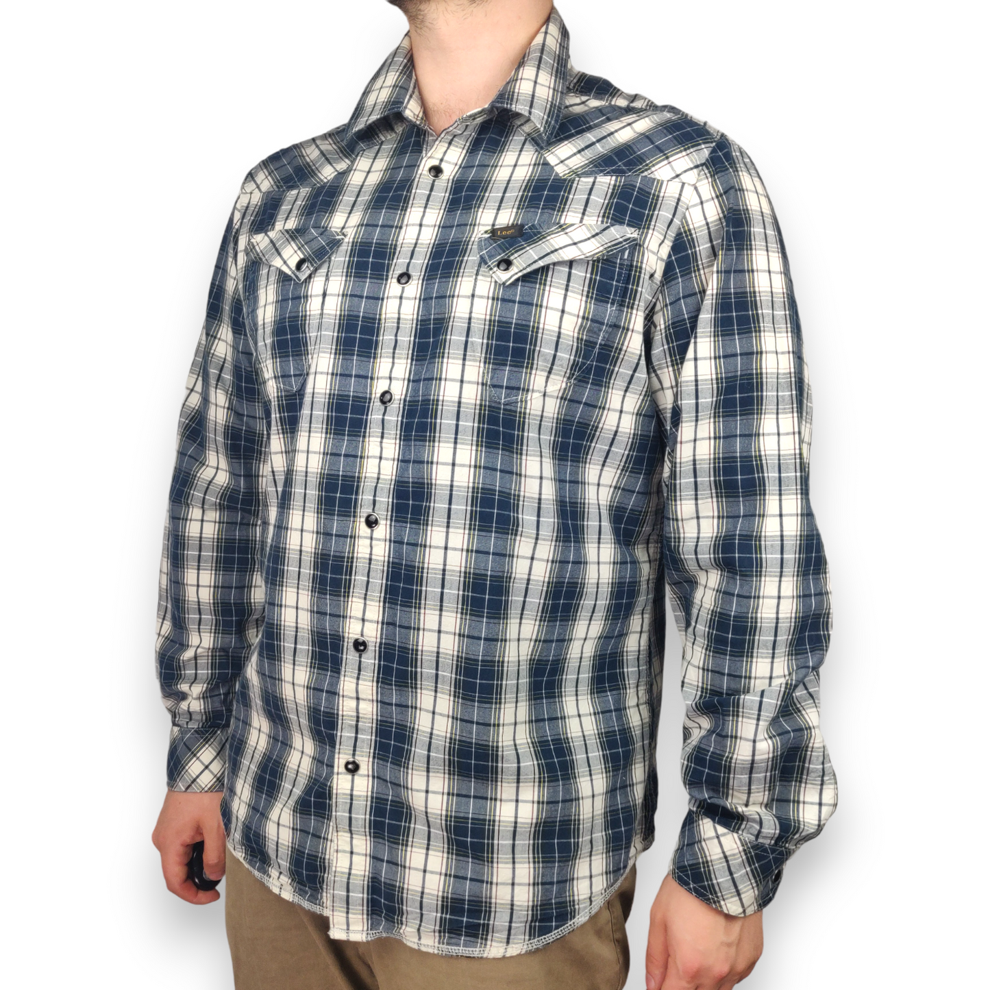 Lee Vintage Blue/White Long Sleeve Checked Shirt Men Size XL