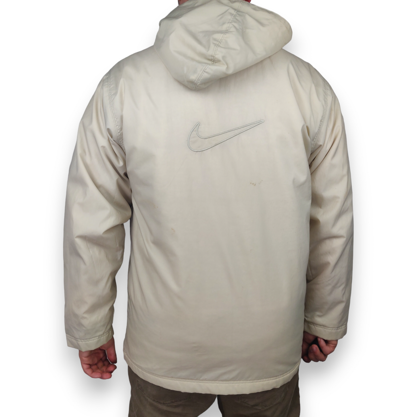 Nike Vintage White Full-Zip Hooded Windbreaker Jacket Men Size Small