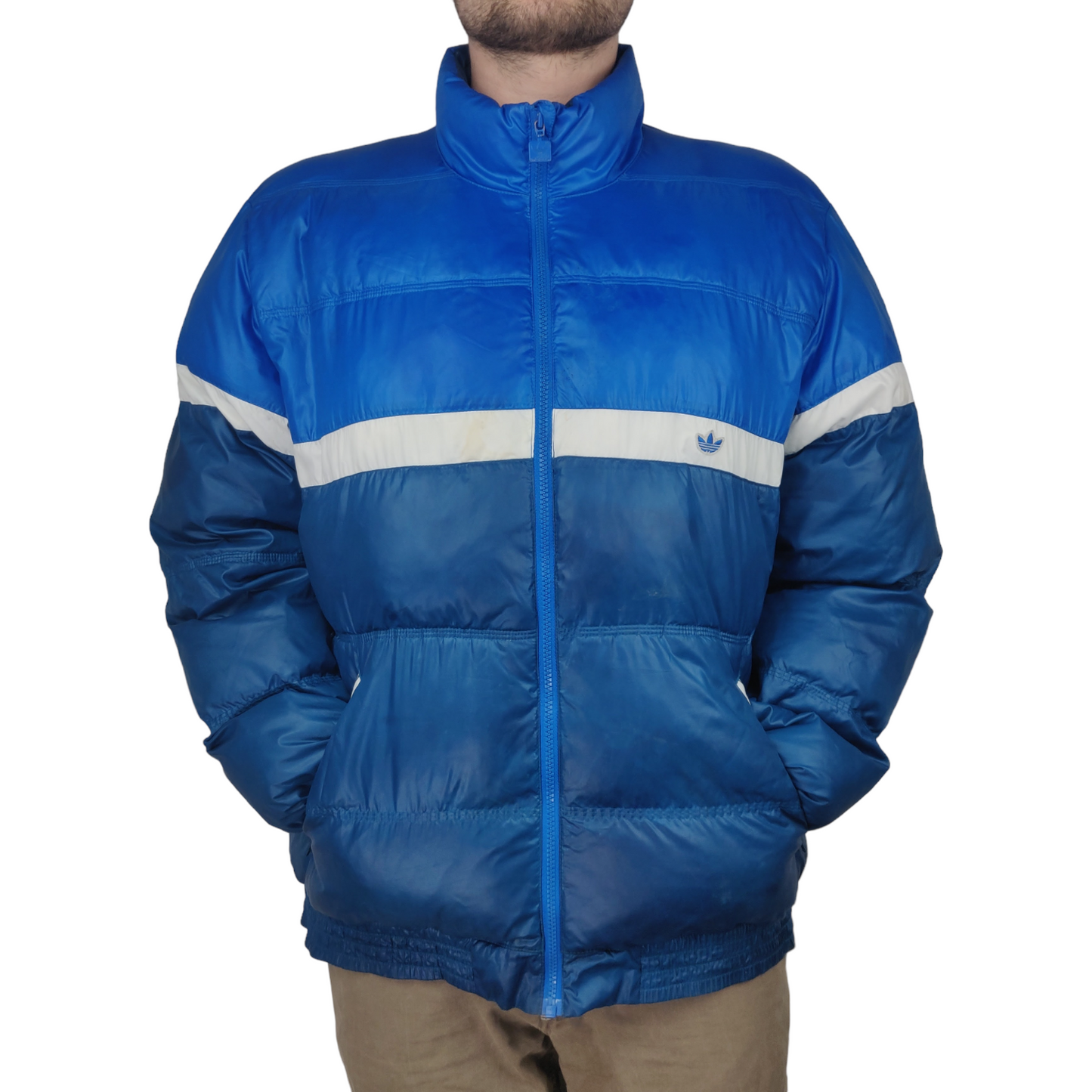 Adidas Blue Down Insulated Puffer Jacket Men Size XL