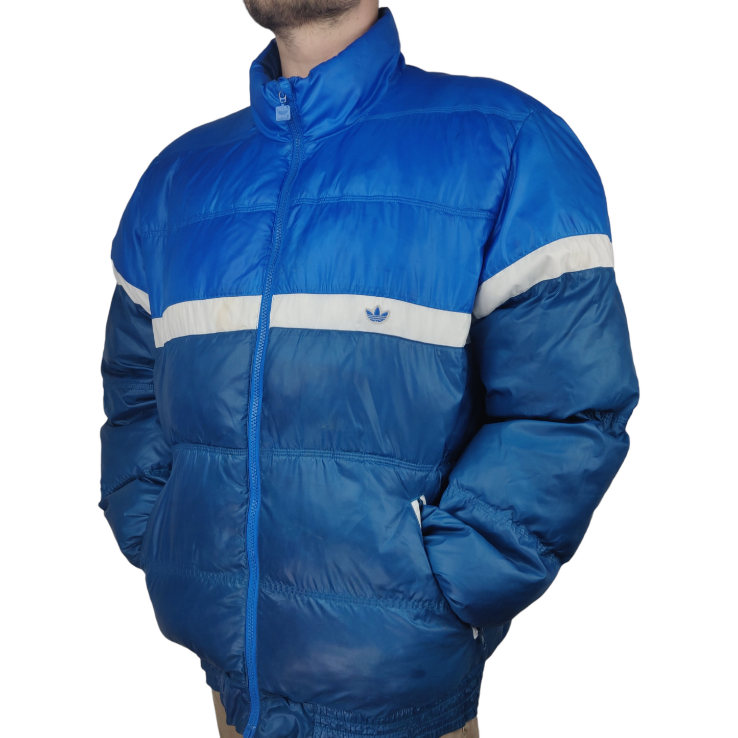 Adidas Blue Down Insulated Puffer Jacket Men Size XL