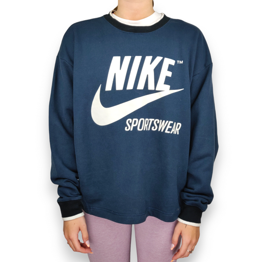 Nike Sportswear Navy Blue Oversized Pullover Sweatshirt Women Size Small