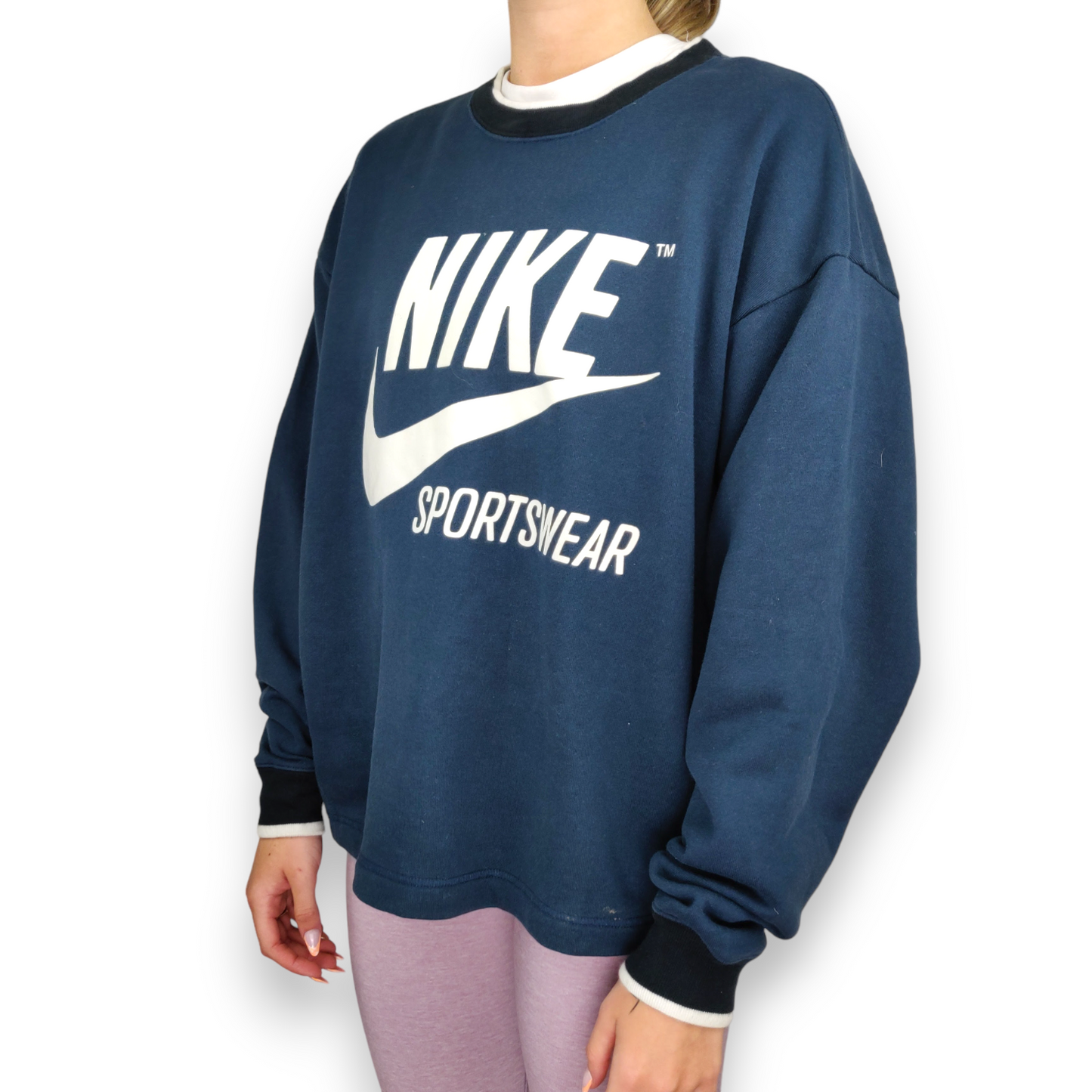 Nike Sportswear Navy Blue Oversized Pullover Sweatshirt Women Size Small