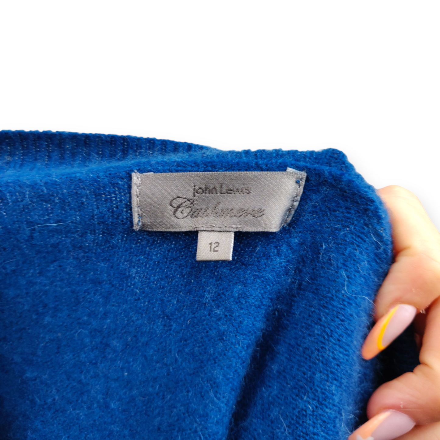John Lewis 100% Cashmere Blue Boat Neck Pullover Jumper Sweater Women Size Small