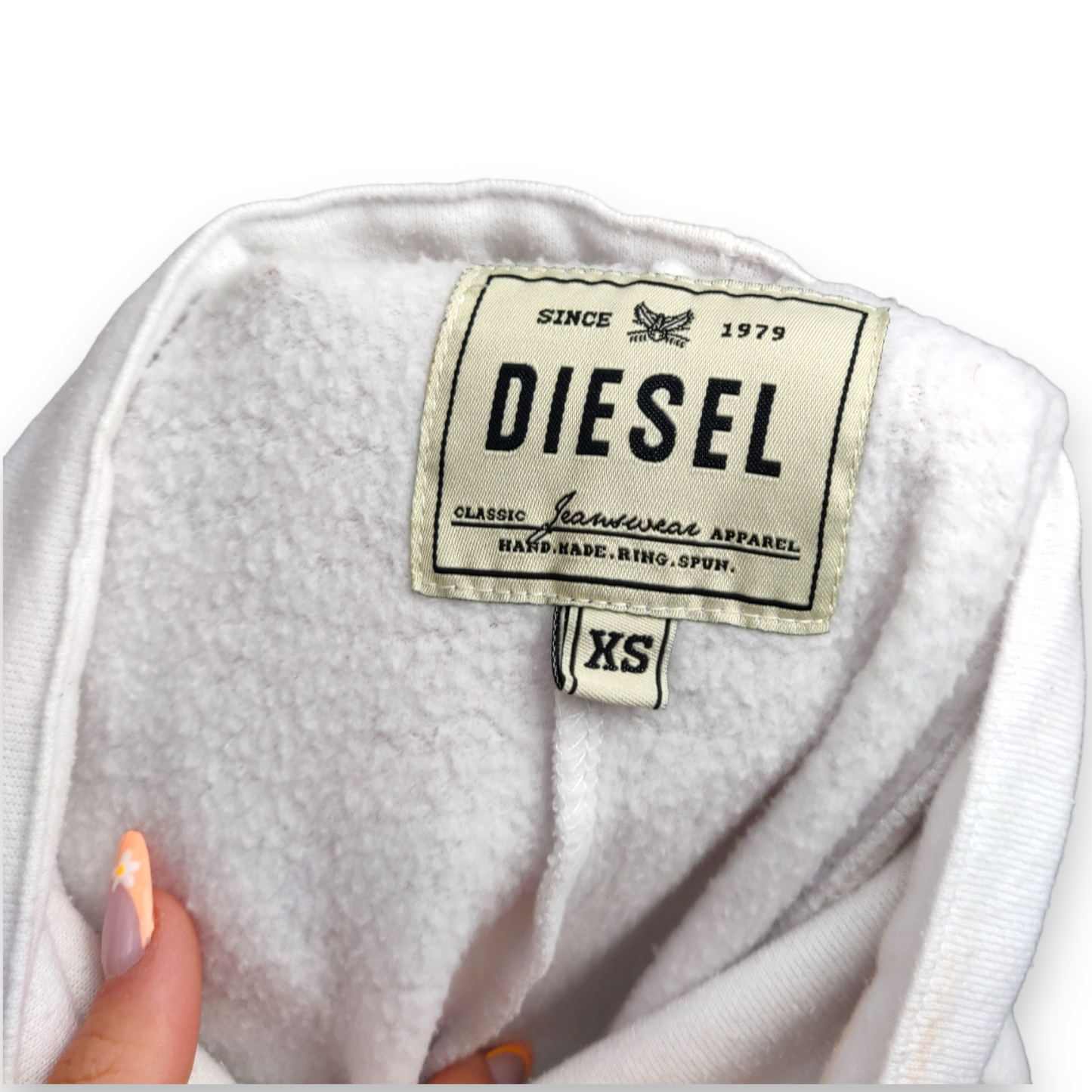 Diesel Vintage White Short Sleeve Pullover High Neck Sweatshirt Women Size XS