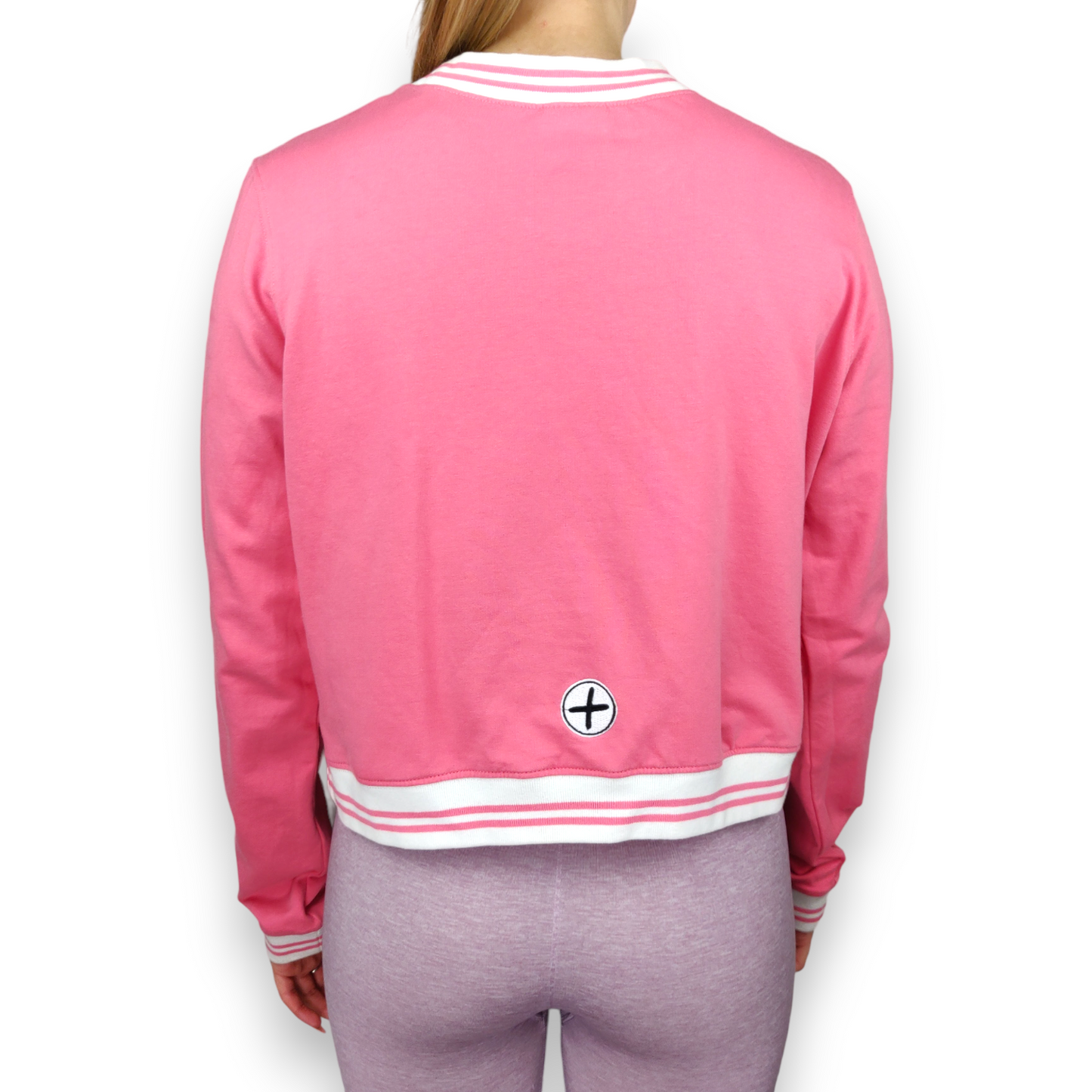 Gym + Coffee Pink Pullover Embroidered Sweatshirt Jumper Women Size Medium