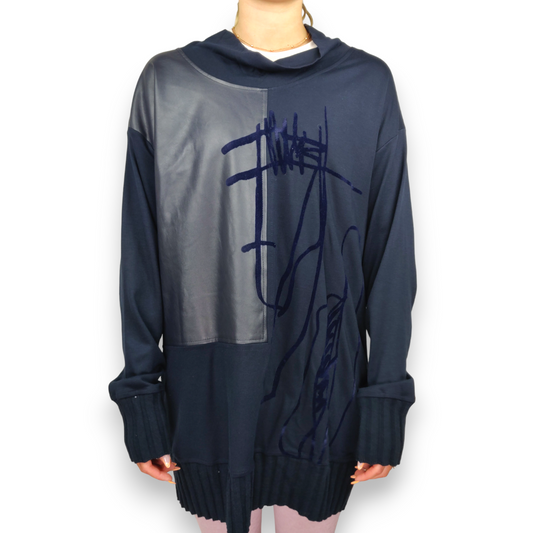 I.nco Navy Blue Shawl Neck Pullover Jumper Dress Women Size UK 14