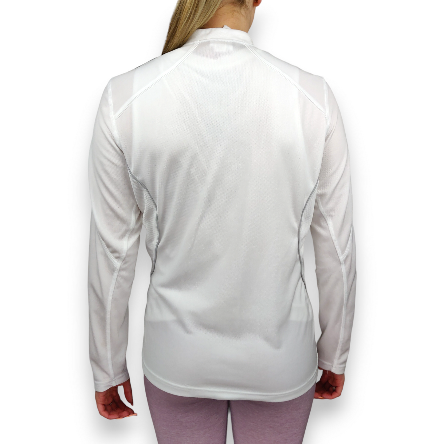 Adidas White Long Sleeve Half Zip Running Training Top T-Shirt Women Size UK 12