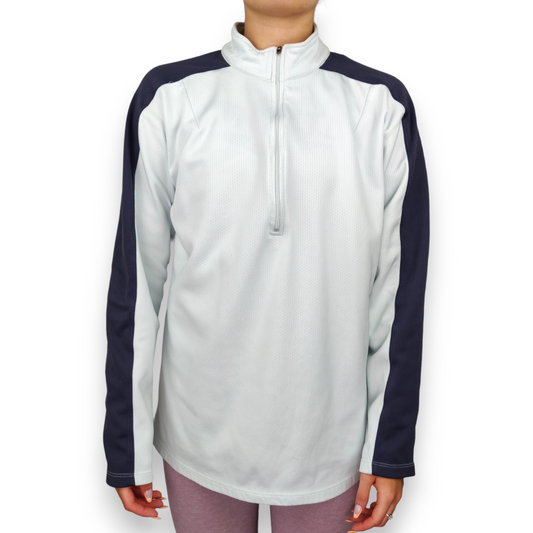 Nike Vintage Light Blue Long Sleeve Half-Zip Running Training Top T-Shirt Women Large