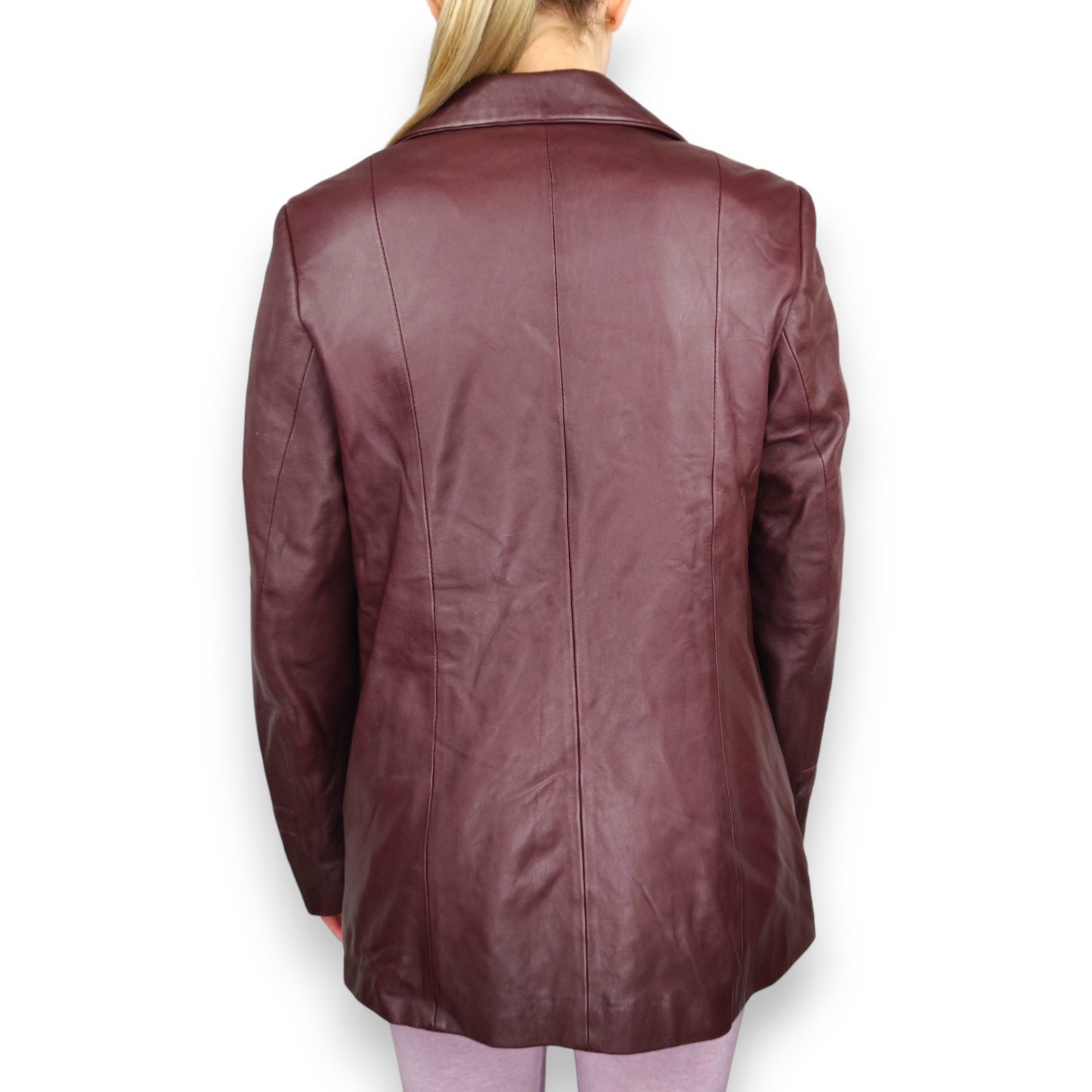 Fleur De Peau Vintage Brown Collared Leather Blazer Jacket Women Size Medium