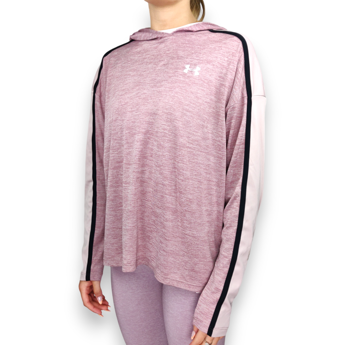 Under Armour Pink Activewear Loose Fit Pullover Hoodie Tech Twist Women Size Small