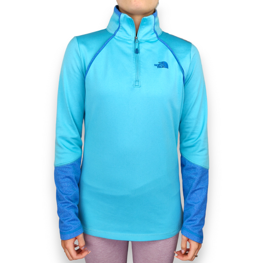 The North Face Blue Activewear Running Training Half Zip Top Stretch Women Size Small