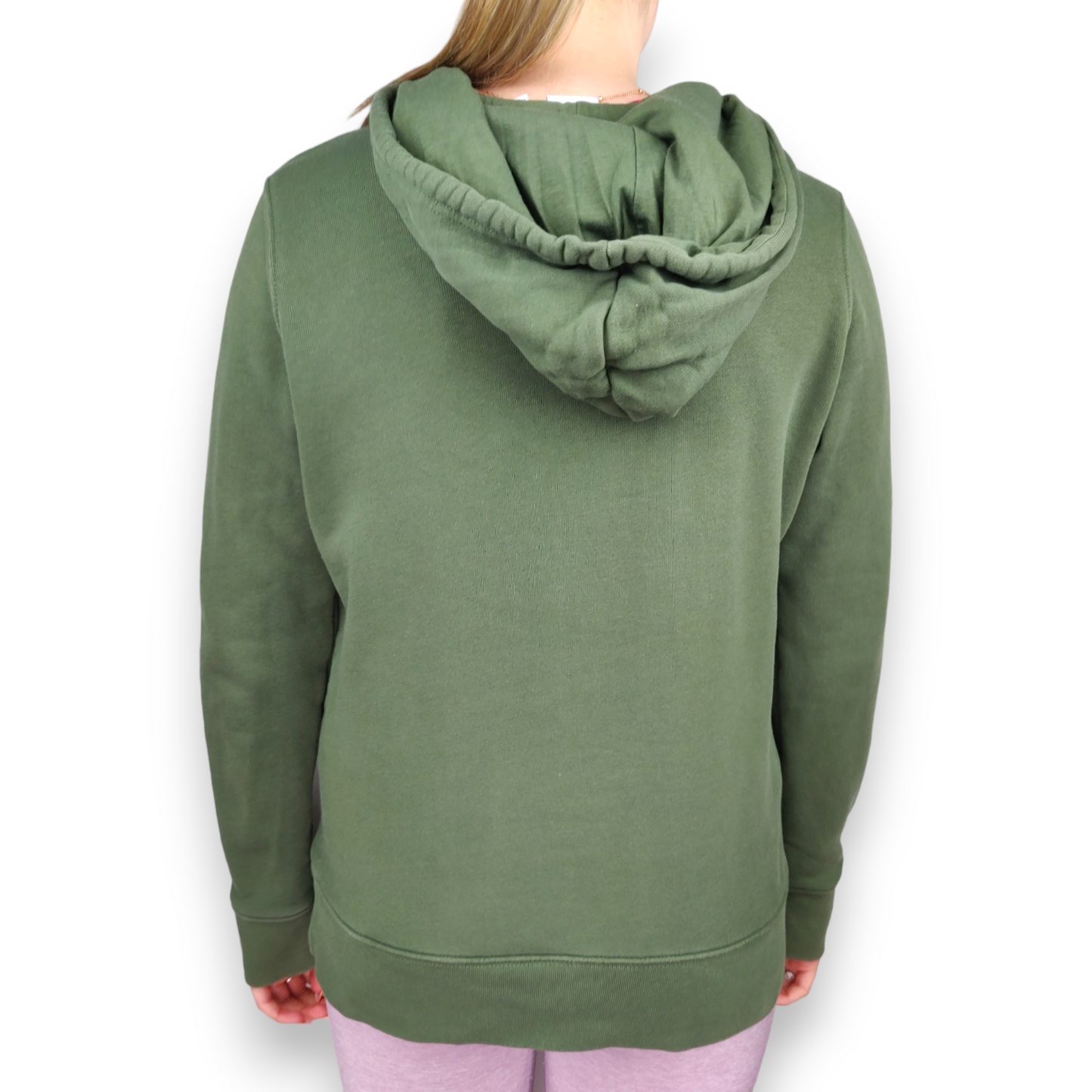Adidas Green Trefoil Logo Big Graphic Print Cotton Pullover Hoodie Women Size UK 6
