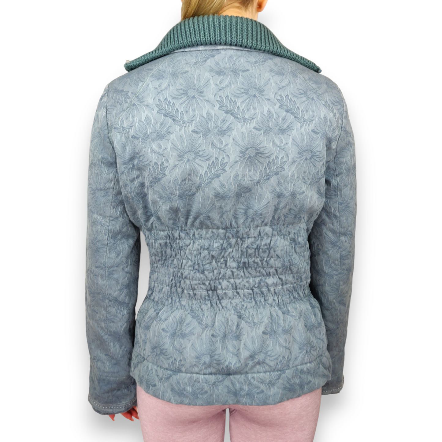 NOA NOA Blue Floral Brocade Embroidered Quilted Jacket Women Size Small