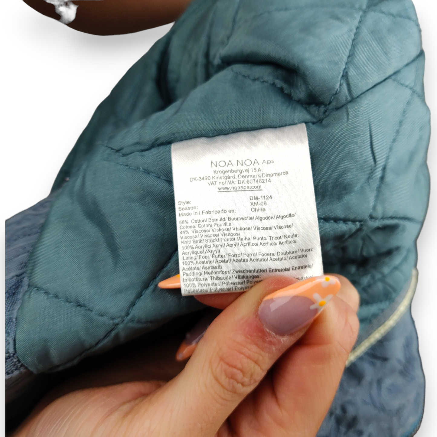 NOA NOA Blue Floral Brocade Embroidered Quilted Jacket Women Size Small