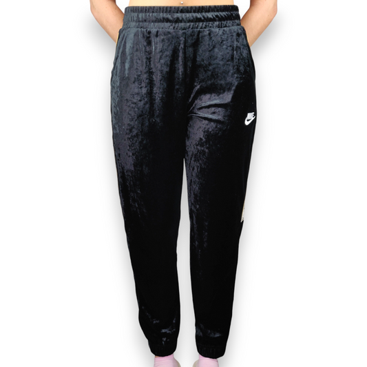 Nike Black Velvet Crushed Velour Joggers Track Pants Girls Size XL NWT