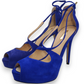 Guess Blue Peep Toe Suede Leather Platform Heels Women Size EU 38 (UK 5)