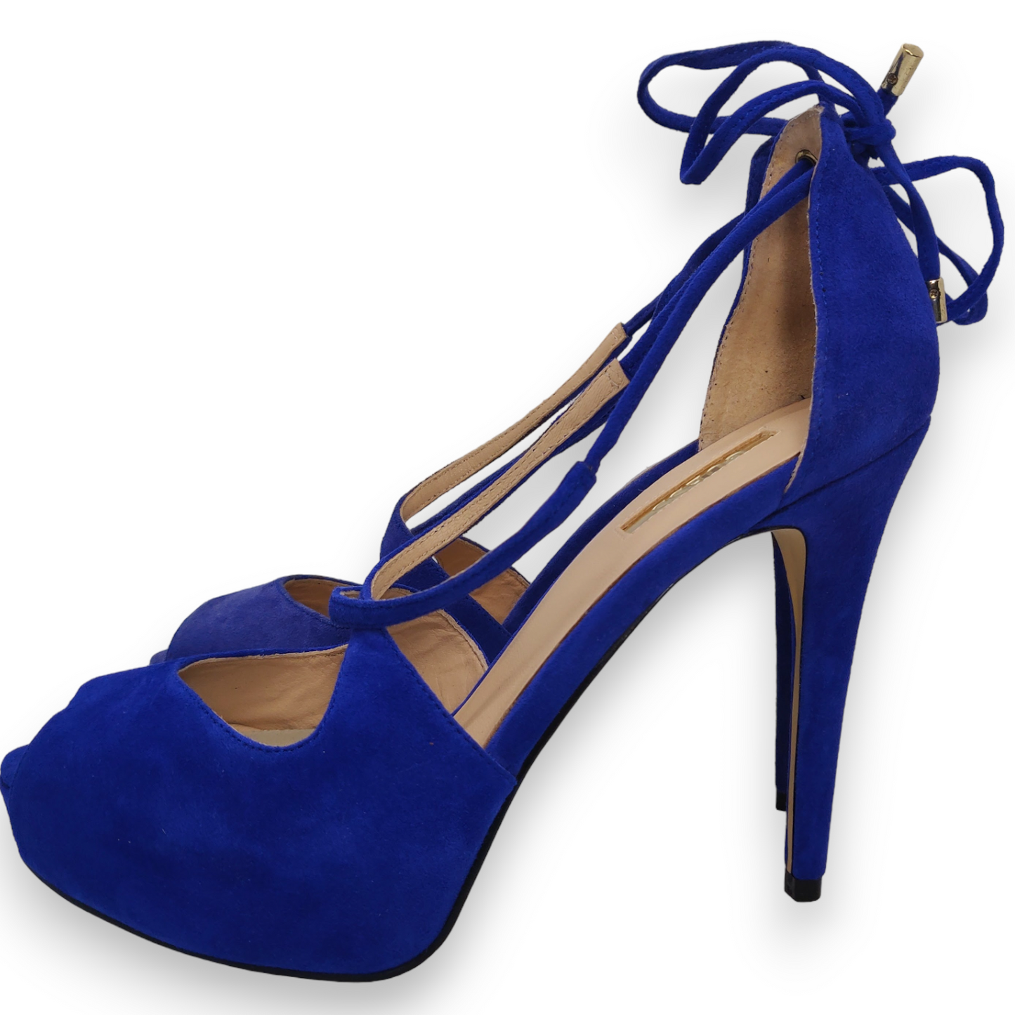 Guess Blue Peep Toe Suede Leather Platform Heels Women Size EU 38 (UK 5)