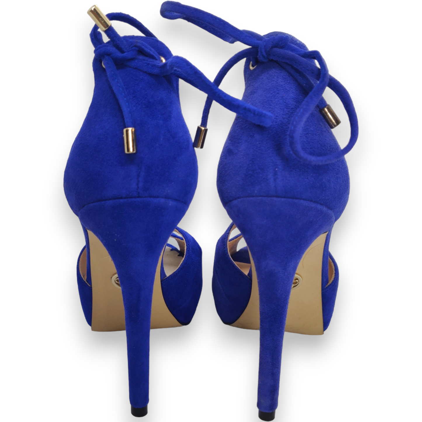 Guess Blue Peep Toe Suede Leather Platform Heels Women Size EU 38 (UK 5)