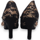 Ruby Shoo Black Lace Champagne Roses Court Heels Shoes Women Size UK 6 (EU 39)