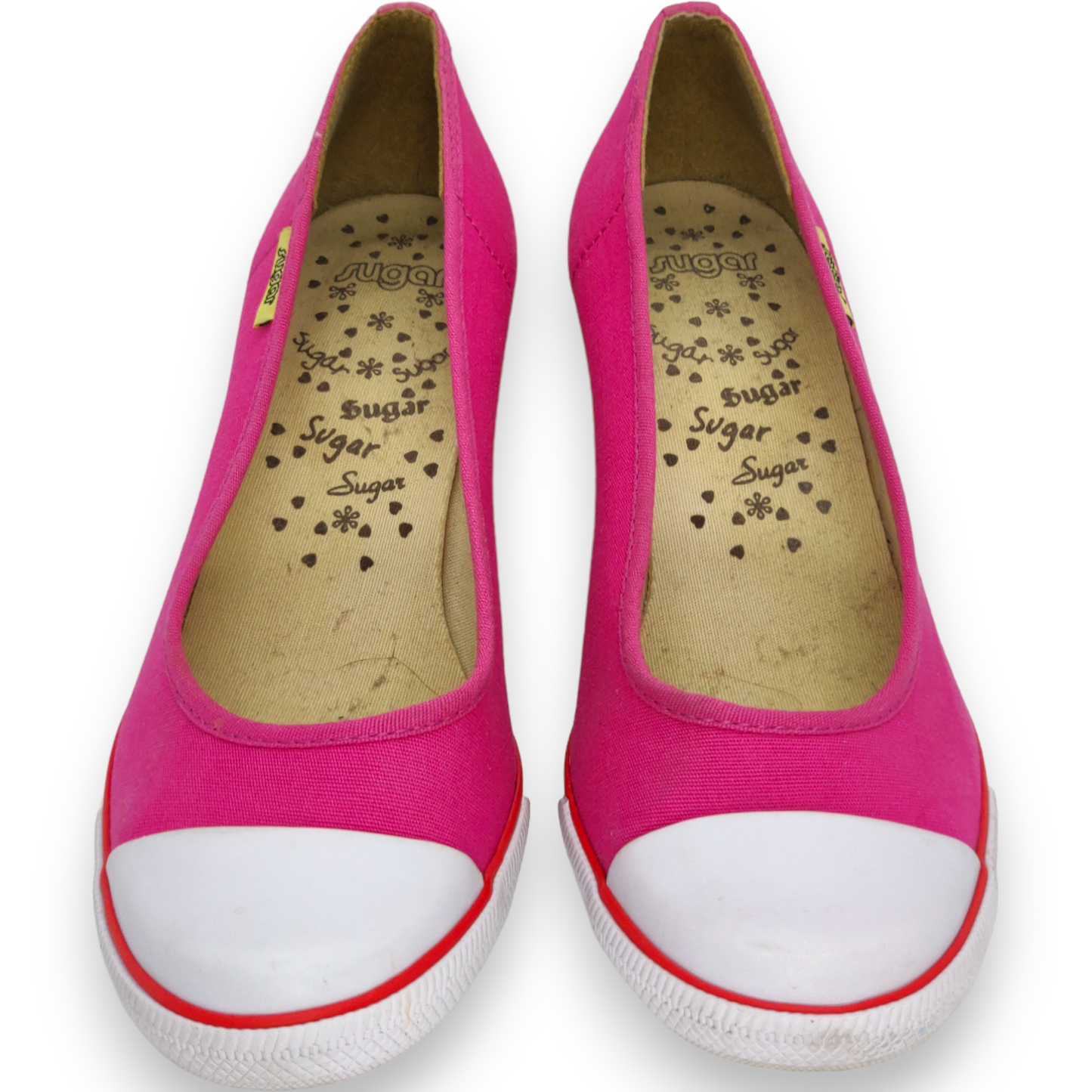 Sugar Pink Canvas Slip On Wedge Pumps Shoes Women Size EU 36 (UK 3.5)