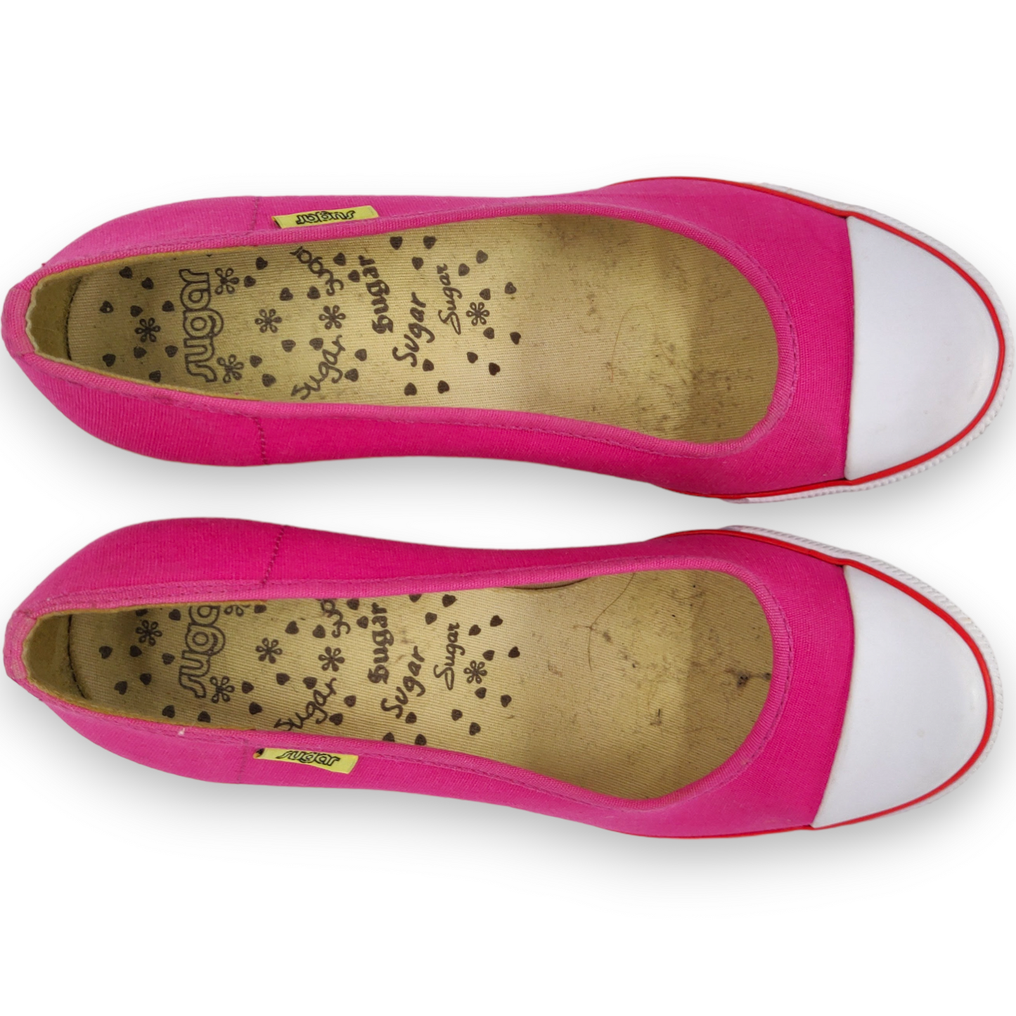 Sugar Pink Canvas Slip On Wedge Pumps Shoes Women Size EU 36 (UK 3.5)